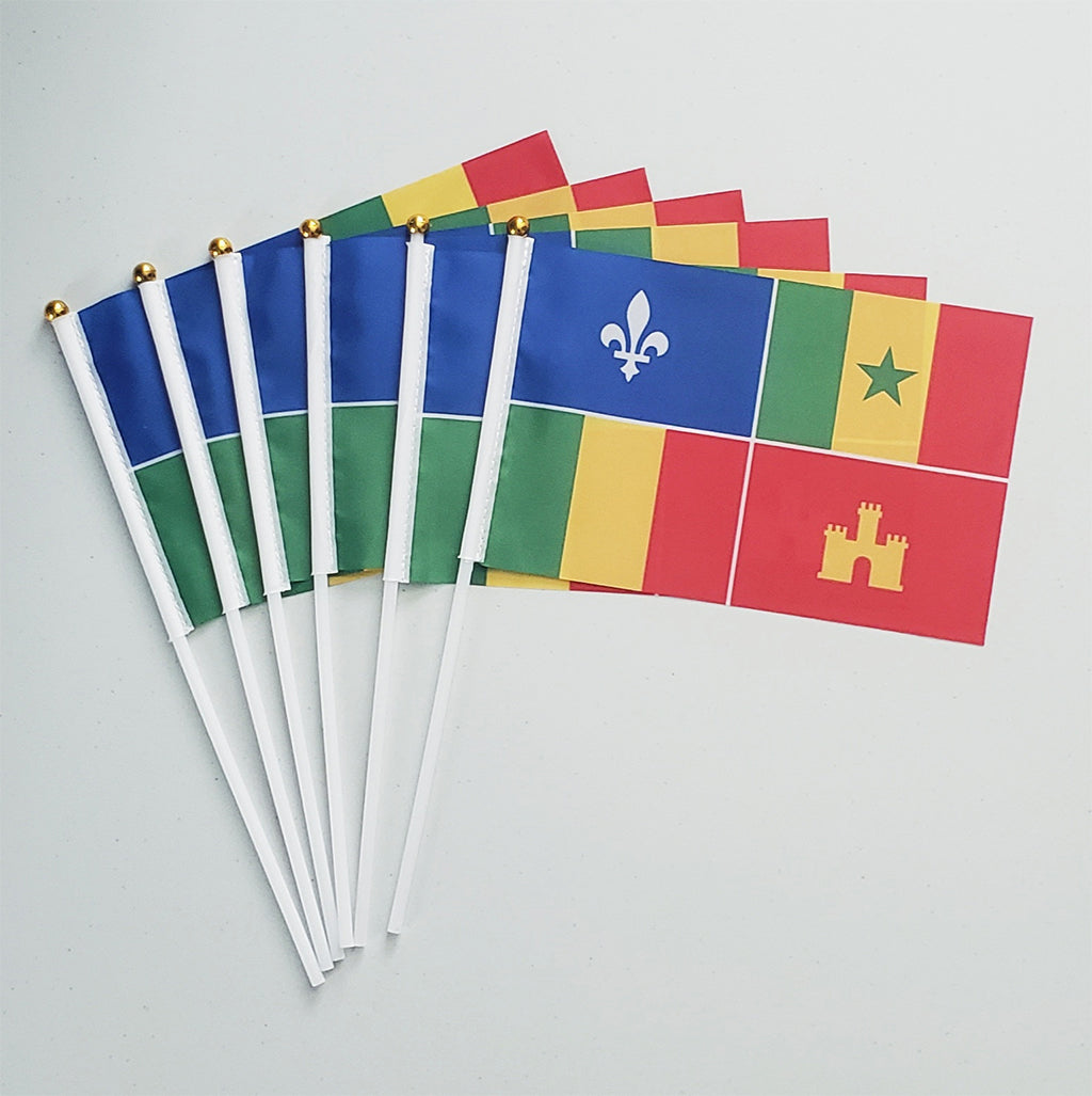Louisiana Creole Small Mini Hand Held Stick Flag 12 Pack