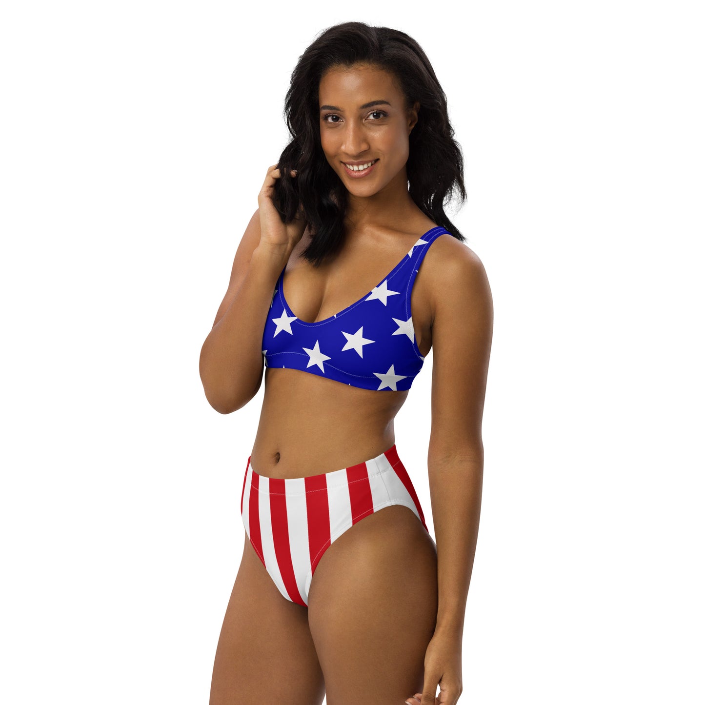 USA Flag High-Waisted Bikini Set
