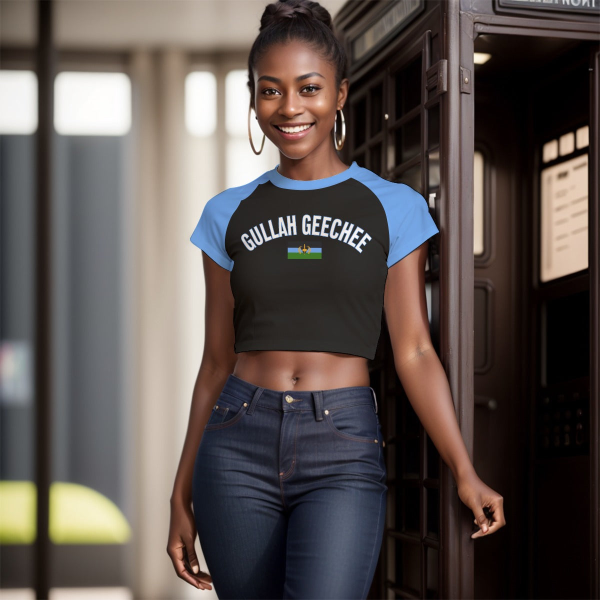 Gullah Geechee Flag Women's Baby Tee - Black/Blue