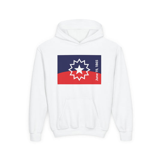 Juneteenth Flag Youth Hoodie - White