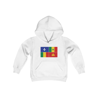 Louisiana Creole Flag Youth Hoodie - White