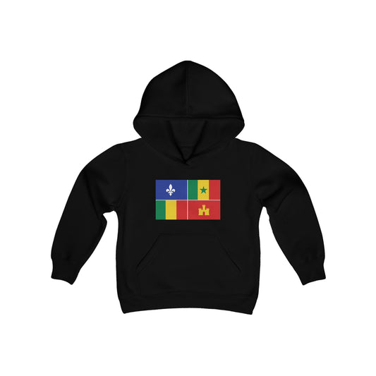 Louisiana Creole Flag Youth Hoodie - Black