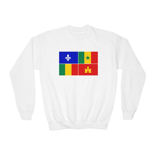 Louisiana Creole Flag Youth Sweatshirt - White