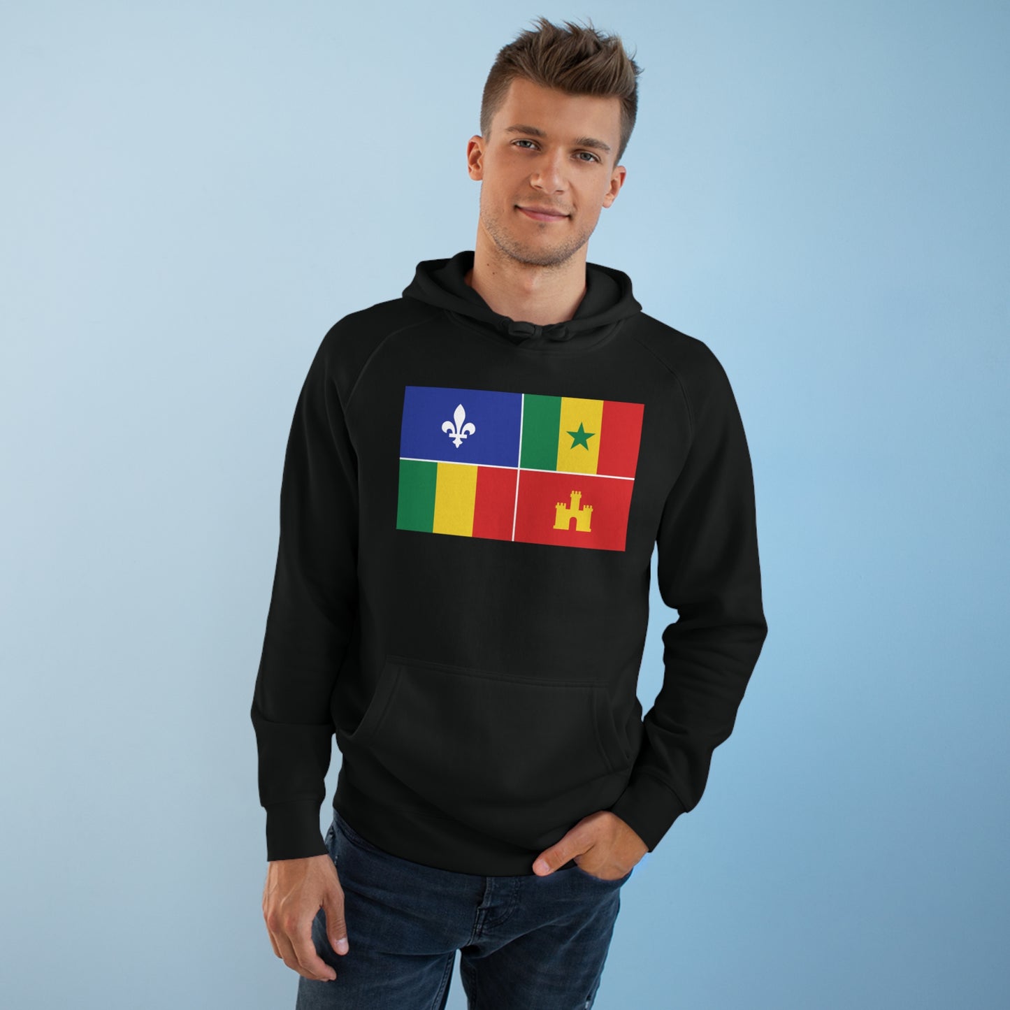 Louisiana Creole Flag Premium Hoodie - Black