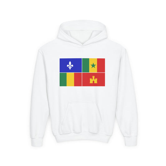 Louisiana Creole Flag Youth Hoodie - White