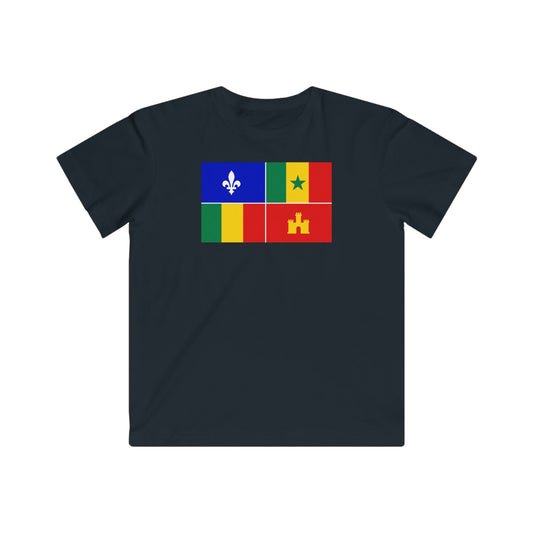 Louisiana Creole Flag Youth Tee - Black