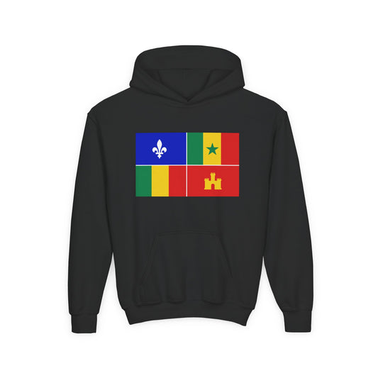 Louisiana Creole Flag Youth Hoodie - Black