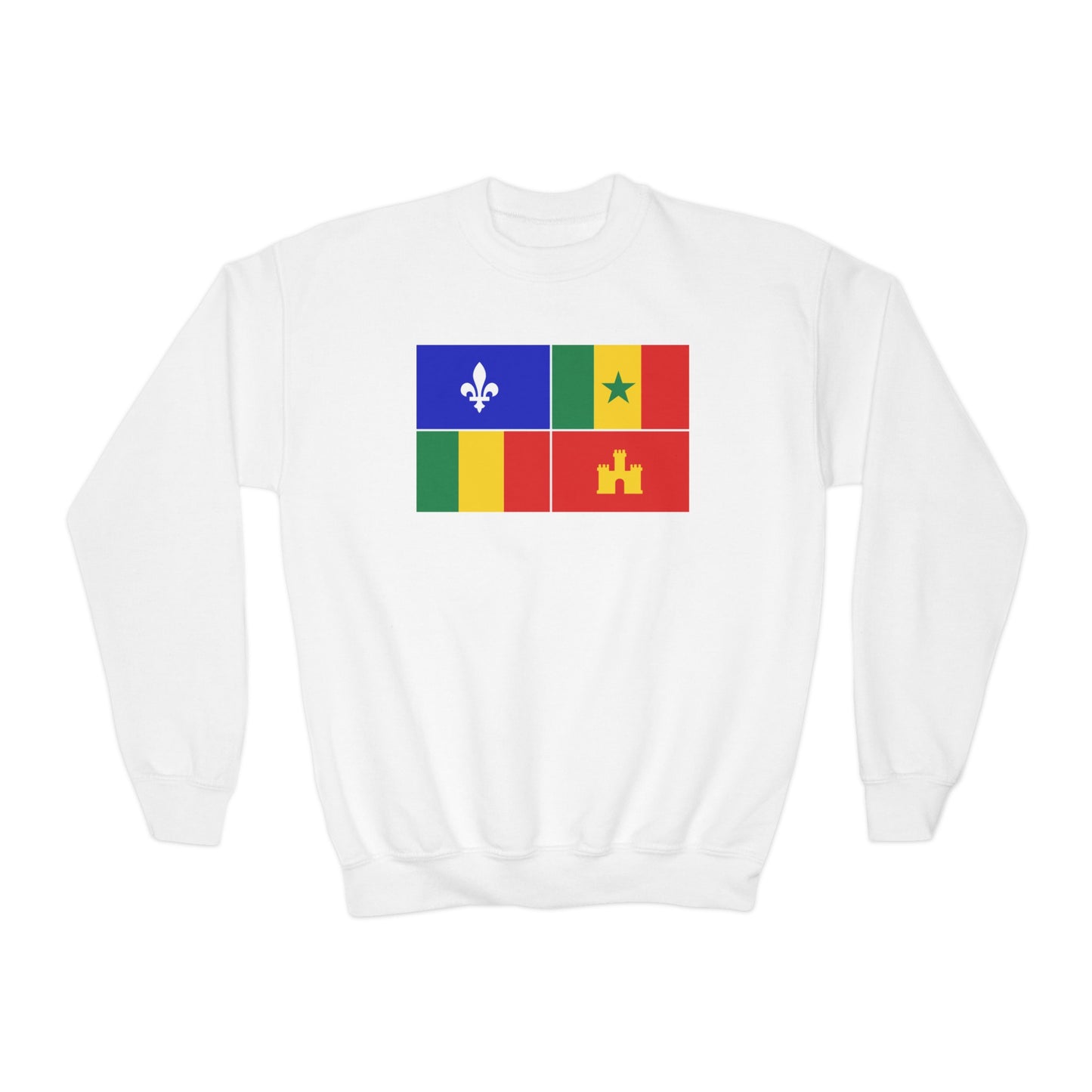 Louisiana Creole Flag Youth Sweatshirt - White