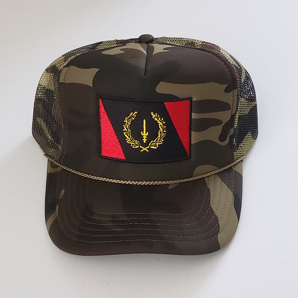 Black American Heritage Flag Camo Trucker Hat