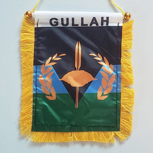 4 X 6 Inch Gullah Geechee Window Hanging Flag - Rearview Mirror & Double Sided - Fringed Black American Mini Banner with Suction Cup