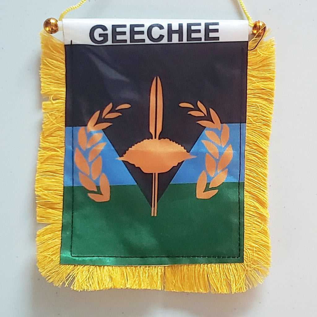 4 X 6 Inch Gullah Geechee Window Hanging Flag - Rearview Mirror & Double Sided - Fringed Black American Mini Banner with Suction Cup