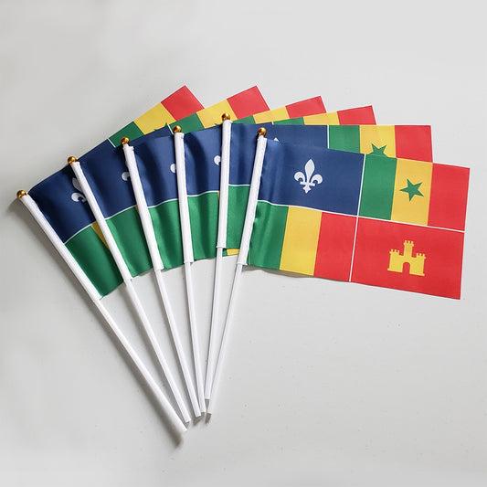 Lousiana Creole Small Mini Hand Held Stick Flag 12 Pack