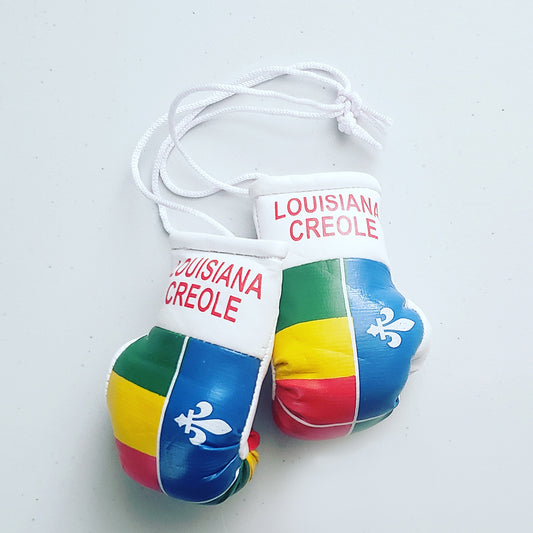 Louisiana Creole Flag Hanging Mini Boxing Gloves