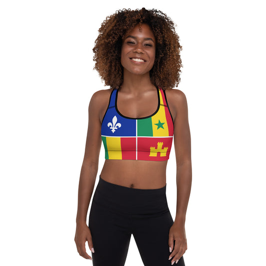 Louisiana Creole Flag Padded Sports Bra