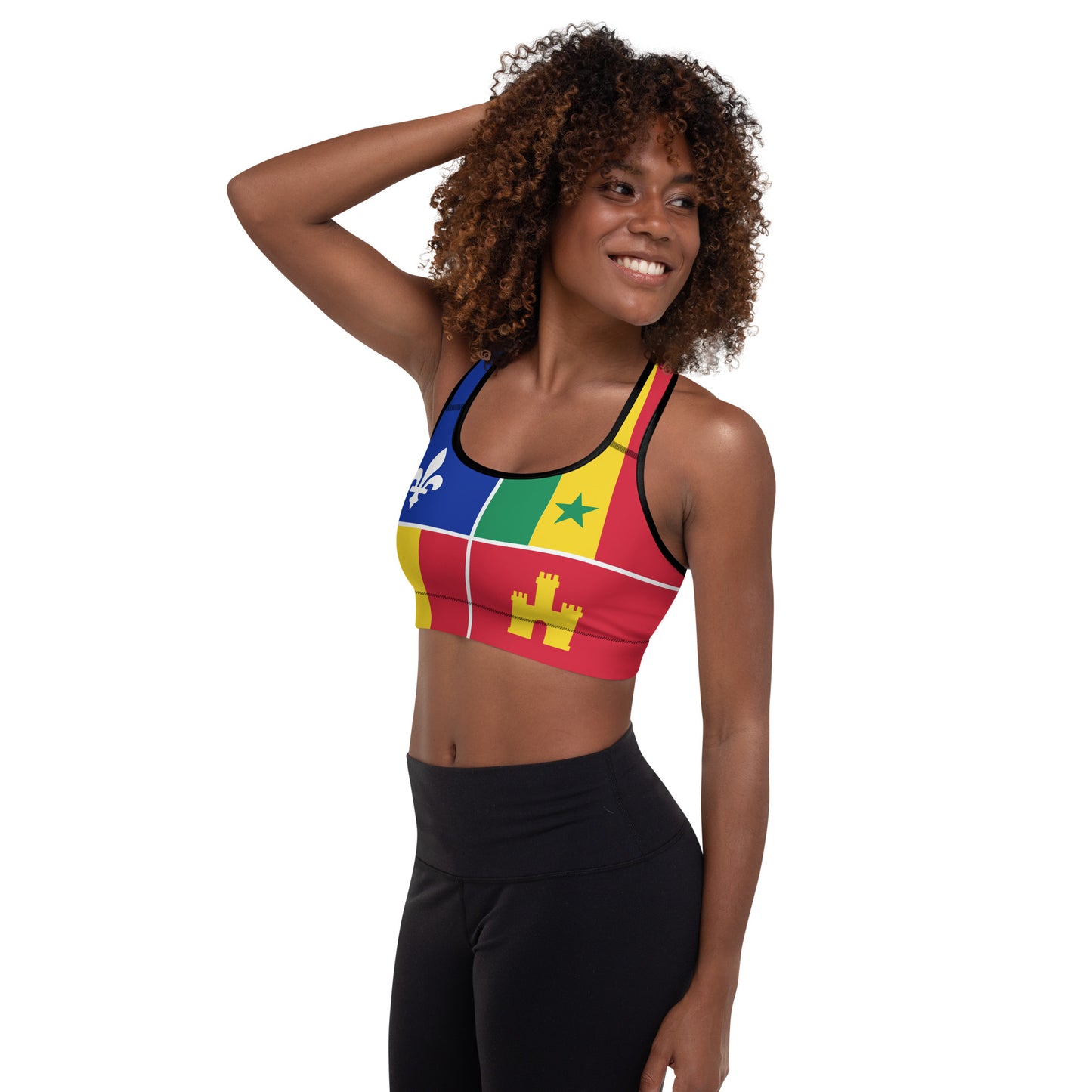 Louisiana Creole Flag Padded Sports Bra