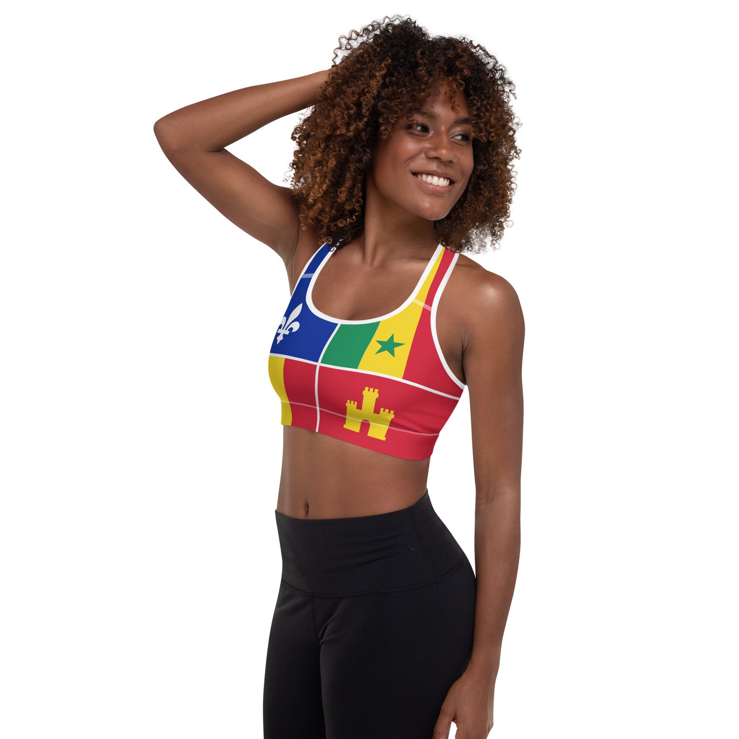 Louisiana Creole Flag Padded Sports Bra