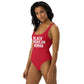 Black American Woman One-Piece Swimsuit - Red