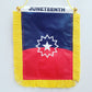 4 X 6 Inch Juneteenth Window Hanging Flag - Rearview Mirror & Double Sided - Fringed Juneteenth Mini Banner with Suction Cup