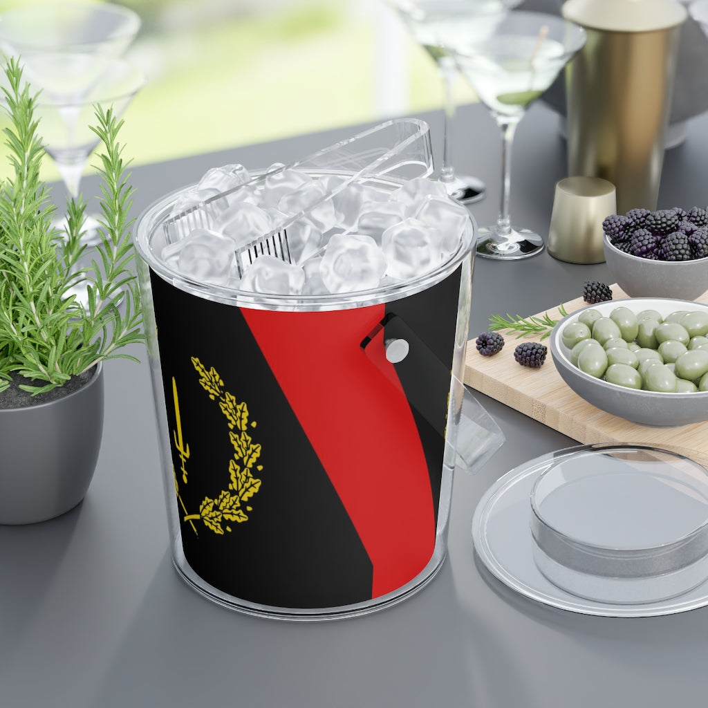 Black American Heritage Flag Ice Bucket w/Tongs